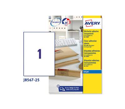 Etichette adesive J8567 in poliestere inkjet permanenti 210 x 297 mm 25 fogli - 12624