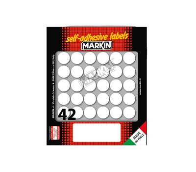 Etichette adesive tonde in carta permanenti diametro 18 mm 10 fogli bianco - 12640