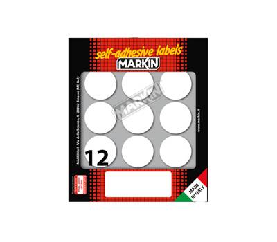 Etichette adesive tonde in carta permanenti diametro 34 mm 10 fogli bianco - 12641