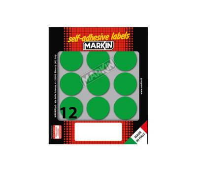 Etichette adesive tonde in carta permanenti diametro 34 mm 10 fogli verde - 12642