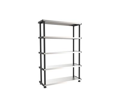 Scaffale 5 ripiani 119 x 45 x 185 cm PPL metallo grigio nero - 13095
