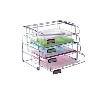 Set da 4 vaschette scorrevoli 39 x 30 x 31,5 cm vaschette 6,5 cm metallo - 11616