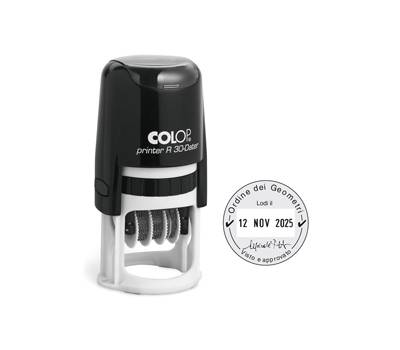 Timbro datario R30 diametro 30 mm 4 righe autoinchiostrante personalizzabile Colop PR R30 DAT - 13163