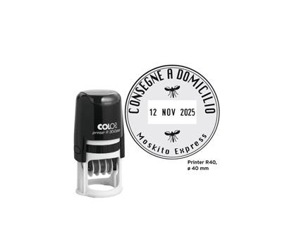 Timbro datario R40 diametro 40 mm 6 righe autoinchiostrante personalizzabile - 13165