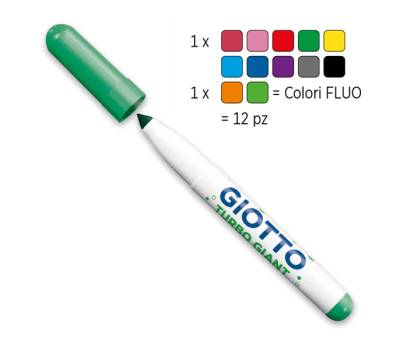 Pennarelli Turbo Giant classici - 2 colori neon - astuccio 12 pezzi - Giotto - 432000 - 8000825432002 - DMwebShop - 1