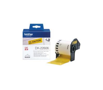 Nastro adesivo - nero-giallo - 62 mm x 15,24 mt - Brother - DK22606 - 4977766628228 - DMwebShop - 1