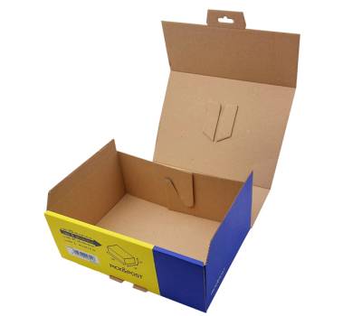 Scatola automontante per ecommerce Pick e Post - S - 26 x 19 x 10 cm - giallo-blu - Blasetti - 0262 - 8007758026216 - DMwebShop - 3