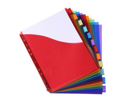 Divisori neutri a 12 tacche - PP - A4 maxi - con portaetichetta - colori assortiti - conf. 10 pezzi - Exacompta - 4844E - 3130630048442 - DMwebShop - 3