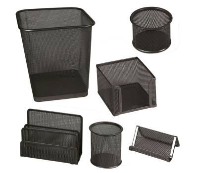 Set scrivania da 6 accessori - rete metallica - nero - Lebez - 1426-N - 8007509026373 - DMwebShop - 1