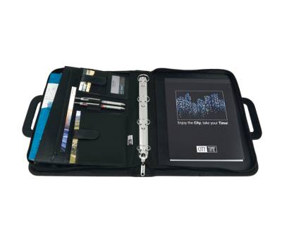 Portablocco - similpelle - con anelli - nero - 28,5 x 36 cm - City Time - 4853-N - 8002787048536 - DMwebShop - 1