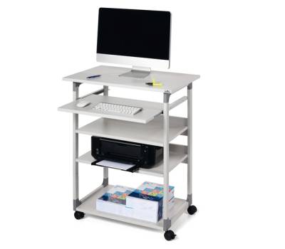 Pc Workstation System 75 VH - 75 x 53,4 x 95-125 cm - 5 ripiani - con ruote - grigio - Durable - 3720-10 - 4005546301808 - DMwebShop - 1