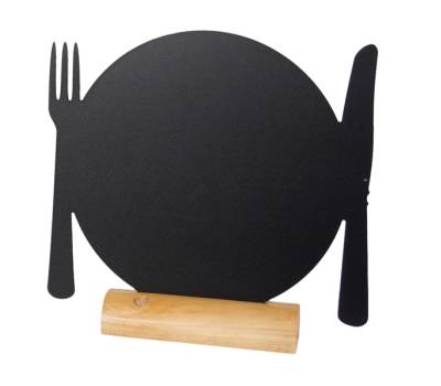 Lavagna da tavolo Silhouette - 24 x 25 cm - forma piatto - nero - Securit - FBT-PLAT - 8718226495976 - DMwebShop - 1