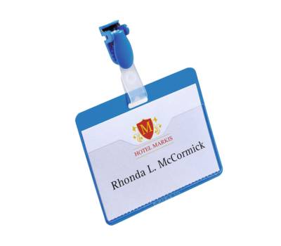 Portanome a tasca aperta clip in plastica - blu - 6 x 9 cm - conf. 25 pezzi - Durable - 8106-06 - 4005546805597 - DMwebShop - 1