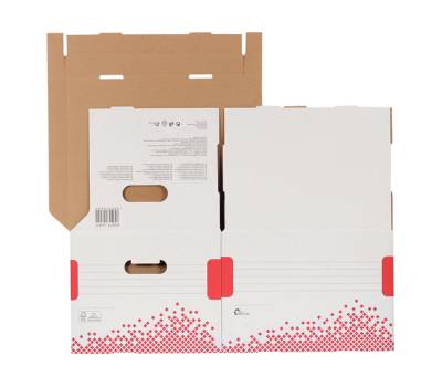 Scatola container Speedbox - Small - 25,2 x 35,5 cm - dorso 19,3 cm - bianco e rosso - conf. 15 pezzi - Esselte - 623911 - 4049793026015 - DMwebShop - 2