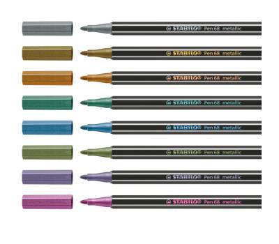 Pennarelli Pen 68 - colori assortiti metallic - scatola in metallo 8 pezzi - Stabilo - 6808-8-32 - 6808/8-32 - 4006381546386 - DMwebShop - 1
