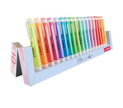 Evidenziatori Swing Cool Pastel - punta a scalpello - tratto 1 - 4 mm - colori assortiti - deskset 18 pezzi - Stabilo - 275/18-01-5 - 4006381565998 - DMwebShop - 1