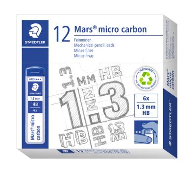 Mine Mars Micro - mina 1,3 mm - gradazione HB - astuccio 6 mine - conf. 12 pezzi - Staedtler - 250 13-HB - 4007817251065 - DMwebShop - 1