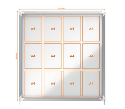 Bacheca per interni - fondo in metallo - 12 fogli - A4 - ante scorrevoli - Nobo - 1902570 - 5028252063760 - DMwebShop - 2