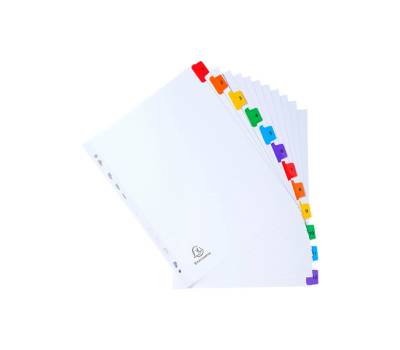 Separatore numerico 1/12 - cartoncino bianco 160 gr - tasti colorati - A4 maxi - Exacompta - 4112E - 3130630011125 - DMwebShop - 3