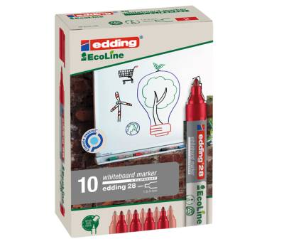 Marcatore 28 per lavagne bianche EcoLine - punta conica - 1,5 - 3 mm - rosso - conf. 10 pezzi - Edding - E-28002 - 4004764918171 - DMwebShop - 1