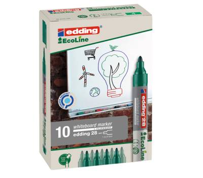 Marcatore 28 per lavagne bianche EcoLine - punta conica - 1,5 - 3 mm - verde - conf. 10 pezzi - Edding - E-28004 - 4004764918232 - DMwebShop - 1