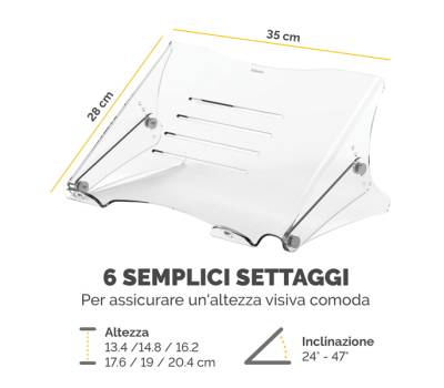 Supporto notebook Clarity - 35 x 27 x 13,4-20,4 cm - Fellowes - 9731401 - 43859752737 - DMwebShop - 1