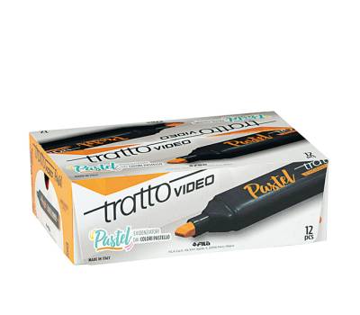 Evidenziatore Video pastel - punta a scalpello - da 1 - 5 mm - arancione mandarino - conf. 12 pezzi - Tratto - 833503 - 8000825025181 - DMwebShop - 3
