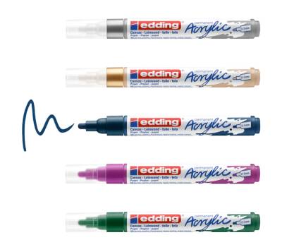 Marcatore permanente acrilico 5100 Medium Festa - colori assortiti - conf. 5 pezzi - Edding - 4-5100-5-999 - 4057305030962 - DMwebShop - 1