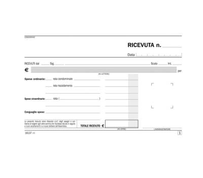 Blocco ricevute condominio - 50-50 copie autoricalcanti - 16,8 x 10 cm - conf. 5 pezzi - Data Ufficio - DU161370000 - 8008842585152 - DMwebShop - 1