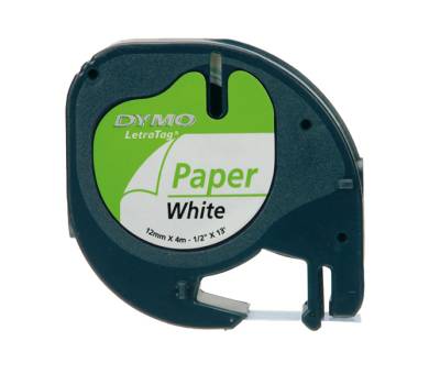 Nastro Letratag 912000 - in carta - 12 mm x 4 mt - bianco - Dymo - S0721510 - 5411313912006 - DMwebShop - 1