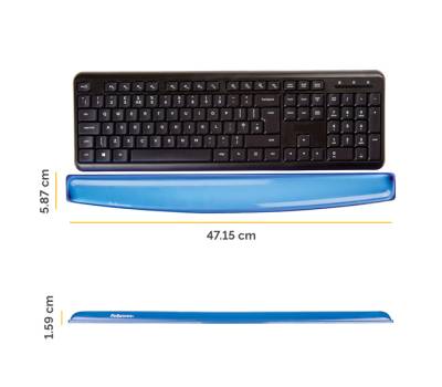 Poggiapolsi da tastiera - gel - blu trasparente - Fellowes 91137 - 9113709 - 77511911378 - DMwebShop - 1