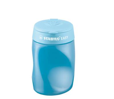 Temperamatite Easy con contenitore - 3 fori - ergonomico - blu - per mancini - Stabilo - 4501/2 - 4006381415842 - DMwebShop - 2
