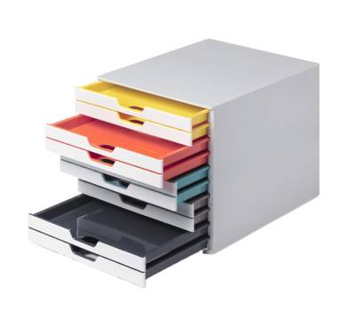 Cassettiera 10 cassetti colorati varicolor - bianco ghiaccio - 2,5 cm - Durable - 7630-27 - 4005546993270 - DMwebShop - 1