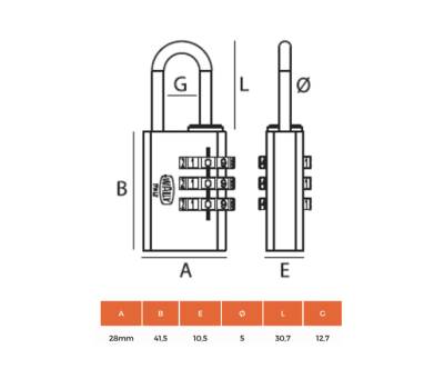 Lucchetto con combinazione - 30 mm - Metalplus - 9030C - 3000004561115 - DMwebShop - 1