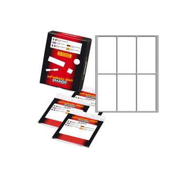 Etichetta adesiva permanente rettangolare - 73 x 37 mm - 6 etich. per foglio - 10 fogli per busta - bianco - conf. 25 pezzi - Markin - 10048 - 8007047037824 - DMwebShop