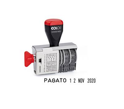 Timbro 04000/WD datario + Polinomio - 12 diciture 4 mm - Colop - 04000WD.BLS - 9004362302353 - DMwebShop