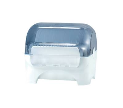 Dispenser carenato da banco Wiperbox per bobine asciugatutto - 34 x 31,5 x 36 cm - bianco-azzurro trasparente - Mar Plast - A77710 - 8020090025006 - DMwebShop