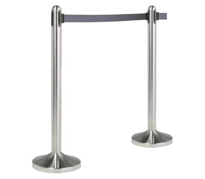 Colonnina segnapercorso cromata - altezza 100 cm - nastro retrattile grigio da 210 cm - Securit - RS-RT-RVS-GY-SET - 8717624242182 - DMwebShop