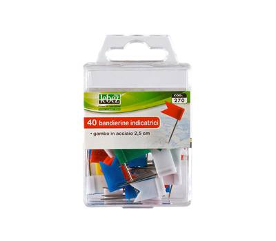 Spilli a bandierina - colori assortiti - scatola 40 pezzi - Lebez - 270 - 8007509059340 - DMwebShop