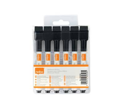 Pennarelli magnetici per lavagne bianche - nero - Rexel - conf. 6 pezzi - Nobo - 2104184 - 5028252469234 - DMwebShop