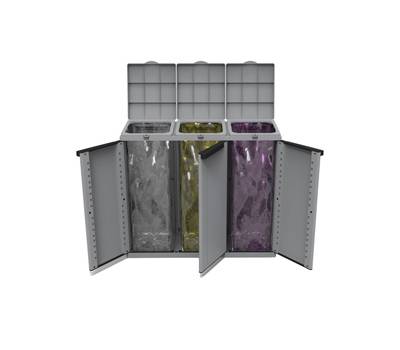Contenitore EcoCab 3 per raccolta differenziata - 102 x 39 x 88,7 cm - 3 portasacco da 110 lt - ciascuno - Terry - 1003056 - 8005646030567 - DMwebShop
