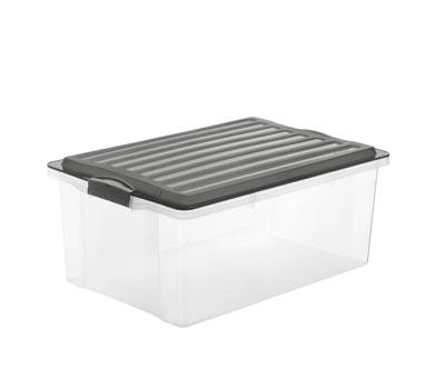 Contenitore Compact - 57 x 40 x 25 cm - A3 - 38 lt - PPL - coperchio nero - trasparente - Rotho - F717677 - 7610859153586 - DMwebShop