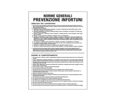 Cartello segnalatore - 50 x 67 cm - NORME GENERALI PREVENZIONE INFORTUNI - polionda - Cartelli Segnalatori - PO5031 - 8047983605039 - DMwebShop