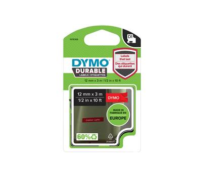 Nastro D1 Durable - 12 mm x 3 mt - bianco-rosso - Dymo - 1978366 - 3501179783666 - DMwebShop