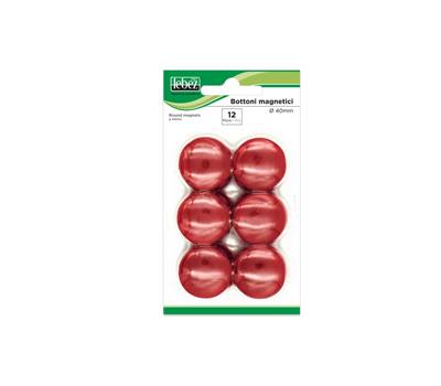 Bottoni magnetici diametro 4 cm rosso blister 12 pezzi Lebez MR 40 R - 13640