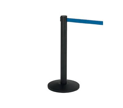 Colonnina segnapercorso Alfa nera altezza 95 cm nastro retrattile blu da 200 cm - 13675