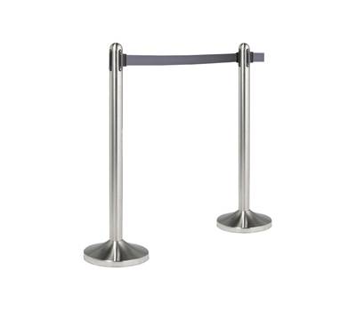 Colonnina segnapercorso cromata altezza 100 cm nastro retrattile grigio da 210 cm - 13684