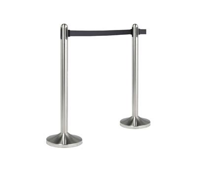 Colonnina segnapercorso cromata altezza 100 cm nastro retrattile nero da 210 cm - 13681