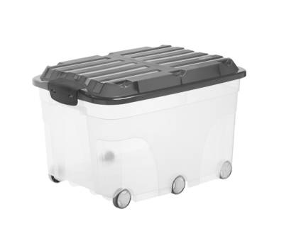 Contenitore Roller 6 con ruote 59,5x40x37 cm 57 lt PPL coperchio nero trasparente - 13760