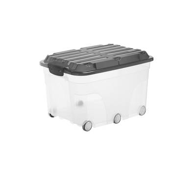 Contenitore Roller 6 con ruote 59,5x40x37 cm 57 lt PPL coperchio nero trasparente - 13760